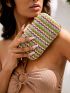 VCAY Color Block Straw Bag