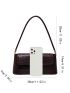 Crocodile Embossed Buckle Decor Flap Baguette Bag