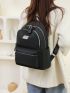 Zip Front Functional Backpack With Purse