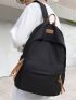 Medium Laptop Backpack Letter Patch Decor