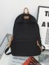Medium Laptop Backpack Letter Patch Decor