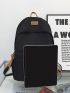 Medium Laptop Backpack Letter Patch Decor