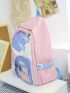 Color Block Release Buckle Decor Functional Backpack