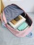 Color Block Release Buckle Decor Functional Backpack