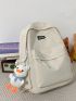 Letter Embroidery Functional Backpack With Bag Charm