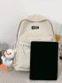 Letter Embroidery Functional Backpack With Bag Charm