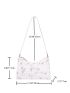 Floral Embroidery Baguette Bag