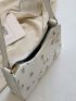 Floral Embroidery Baguette Bag