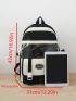 4pcs Letter Patch Decor Functional Backpack Set