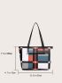 Colorblock Shoulder Tote Bag With Square Bag