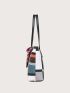 Colorblock Shoulder Tote Bag With Square Bag