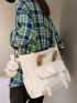 Rabbit Ear & Pompom Decor Shopper Bag With Cartoon Charm
