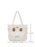 Rabbit Ear & Pompom Decor Shopper Bag With Cartoon Charm