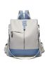 Two Tone Zipper Front Backpack