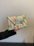 Colorblock Geometric Pattern Contrast Binding Square Bag
