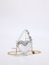 Mini Metallic Crocodile Embossed Heart Design Novelty Bag