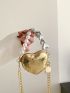 Mini Metallic Crocodile Embossed Heart Design Novelty Bag