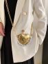 Mini Metallic Crocodile Embossed Heart Design Novelty Bag