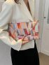 Geometric Pattern Flap Square Bag