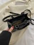 Crocodile Embossed Zip Front Square Bag