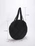 Quilted Circle Bag Black Double Handle