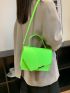 Neon Green Metal Decor Flap Square Bag