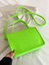 Neon Green Metal Decor Flap Square Bag