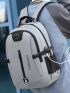 Men Letter Graphic USB Charging Port Design Travel Backpack