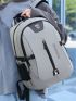 Men Letter Graphic USB Charging Port Design Travel Backpack