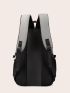 Men Letter Graphic USB Charging Port Design Travel Backpack