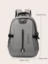 Men Letter Graphic USB Charging Port Design Travel Backpack