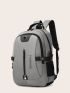 Men Letter Graphic USB Charging Port Design Travel Backpack