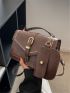 Buckle Decor Square Bag With Coin Purse