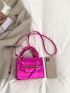 Mini Neon Pink Double Handle Square Bag