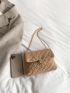 Quilted Push Lock Flap Chain Square Bag