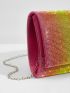 Ombre Rhinestone Decor Flap Chain Square Bag