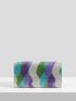 Color Block Rhinestone Decor Flap Chain Square Bag