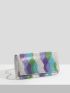 Color Block Rhinestone Decor Flap Chain Square Bag