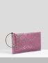 Glitter Rhinestone Decor Top Handle Square Bag