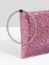 Glitter Rhinestone Decor Top Handle Square Bag