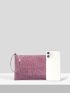 Glitter Rhinestone Decor Top Handle Square Bag