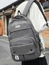 Men Letter Patch Decor Casual Daypack With Bag Charm