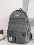 Men Letter Patch Decor Casual Daypack With Bag Charm