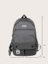 Men Letter Patch Decor Casual Daypack With Bag Charm