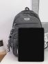 Men Letter Patch Decor Casual Daypack With Bag Charm