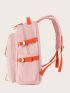 Letter Patch Decor Drawstring Design Functional Backpack