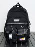 Letter Patch & Chain Decor Functional Backpack