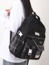 Letter Patch & Chain Decor Functional Backpack