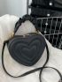 Heart Embossed Ruched Detail Novelty Bag