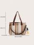 Striped Pattern Shoulder Tote Bag